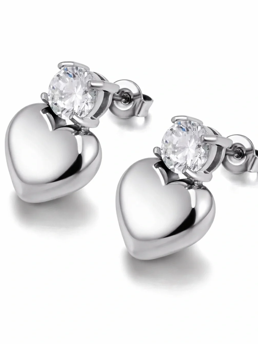 New Gold plated Celeste Heart Stud Earrings - Picture 1 of 2